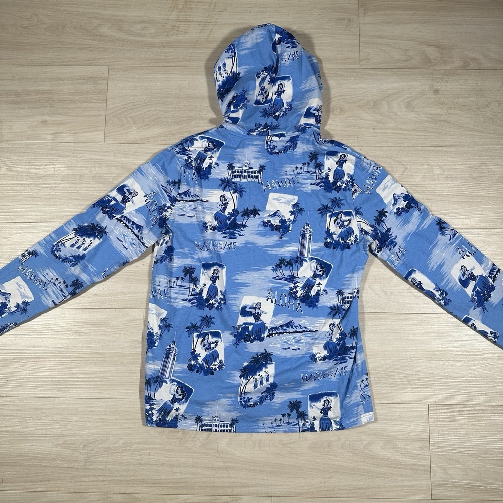 Polo‎ Ralph Lauren Shirt Mens Medium Blue Hooded Aloha Hawaii Floral Vacation - Picture 3 of 7